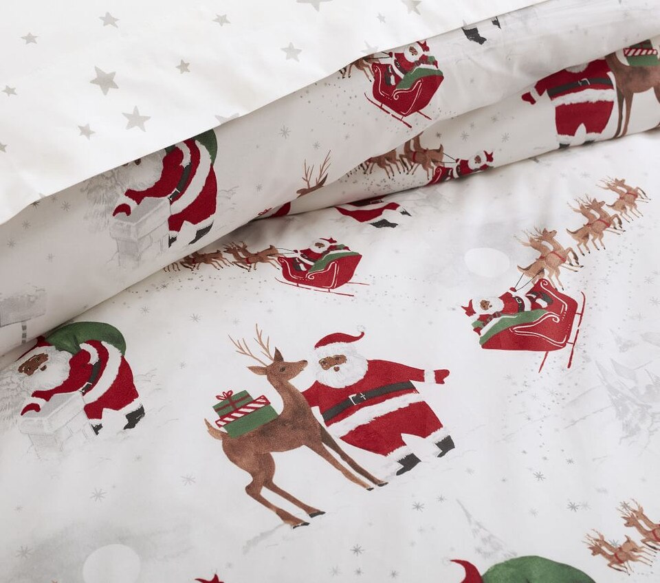 Organic Heritage Santa Duvet Cover & Pillowcases pottery barn kids UK